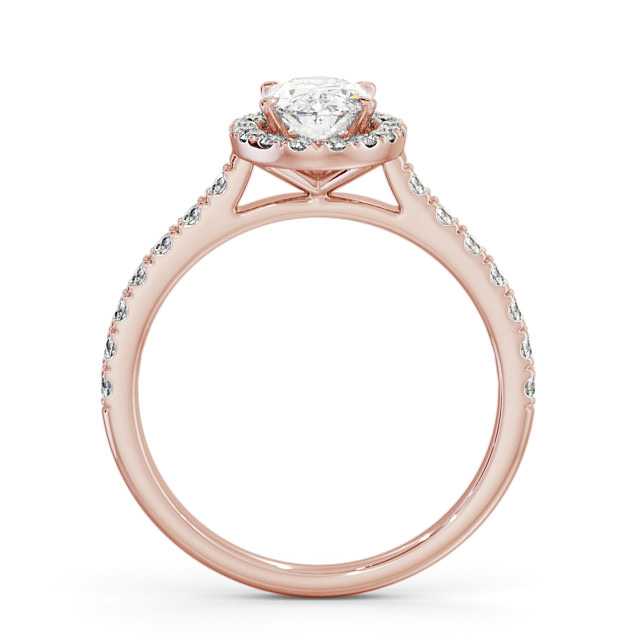Halo Oval Diamond Engagement Ring 9K Rose Gold - Aline ENOV13_RG_UP