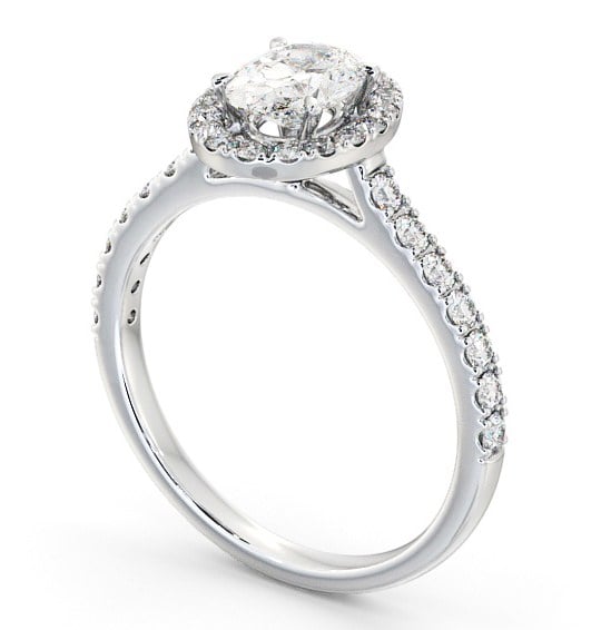Halo Oval Diamond Classic Engagement Ring 9K White Gold ENOV13_WG_THUMB1 