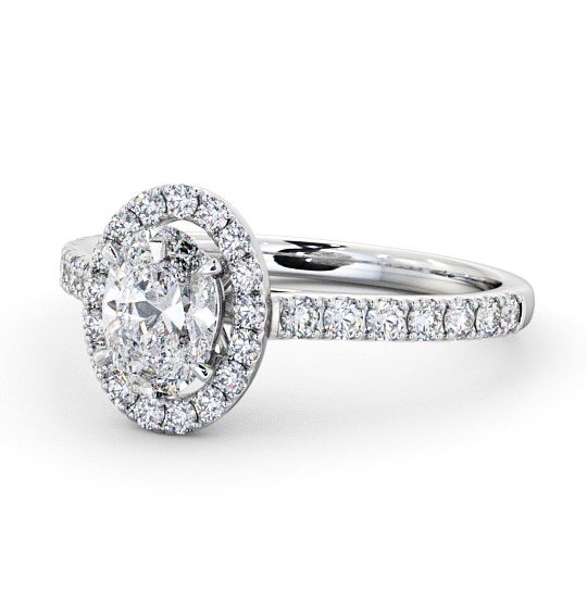  Halo Oval Diamond Engagement Ring 9K White Gold - Aline ENOV13_WG_THUMB2 