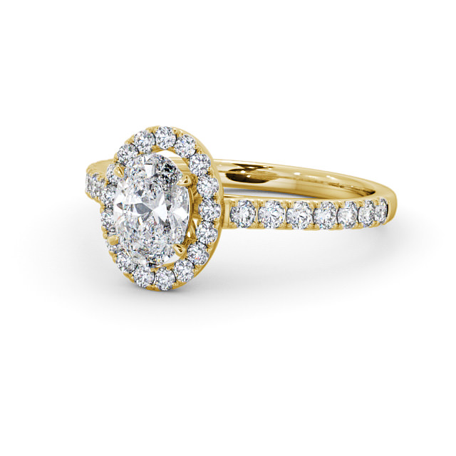 Halo Oval Diamond Engagement Ring 18K Yellow Gold - Aline ENOV13_YG_FLAT