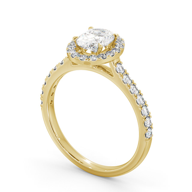 Halo Oval Diamond Engagement Ring 18K Yellow Gold - Aline ENOV13_YG_SIDE