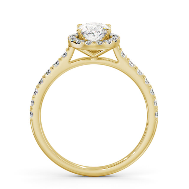 Halo Oval Diamond Engagement Ring 9K Yellow Gold - Aline ENOV13_YG_UP