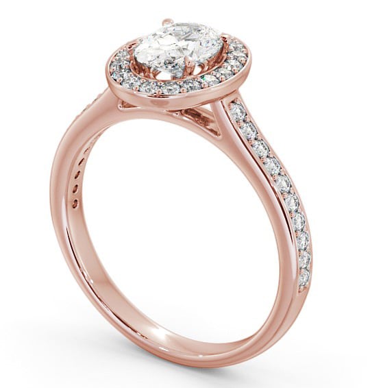 Halo Oval Diamond Traditional Engagement Ring 9K Rose Gold ENOV14_RG_THUMB1