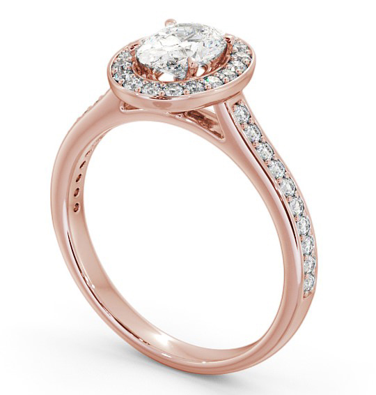 Halo Oval Diamond Traditional Engagement Ring 18K Rose Gold ENOV14_RG_THUMB1 