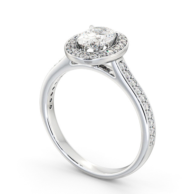 Halo Oval Diamond Engagement Ring Palladium - Codrina ENOV14_WG_SIDE