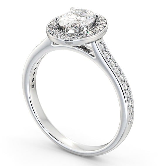 Halo Oval Diamond Traditional Engagement Ring 18K White Gold ENOV14_WG_THUMB1 