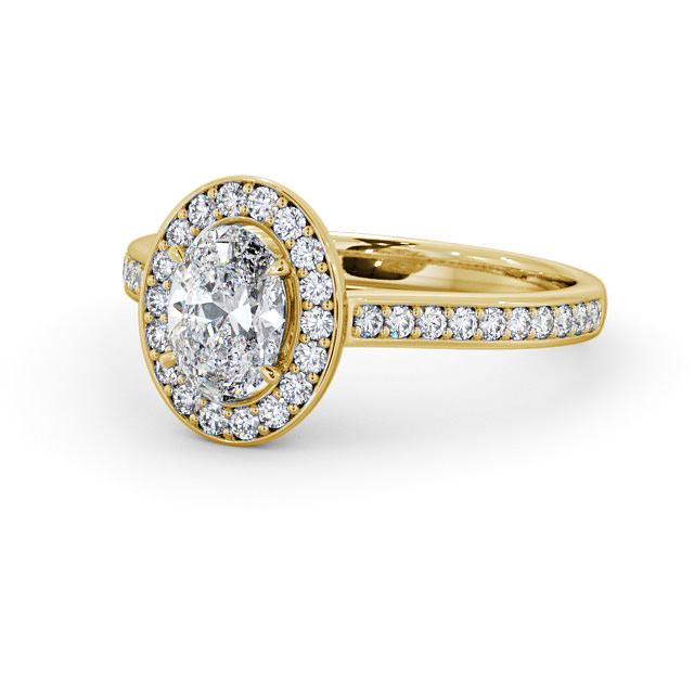 Halo Oval Diamond Engagement Ring 9K Yellow Gold - Codrina ENOV14_YG_FLAT