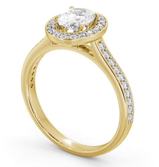 Halo Oval Diamond Traditional Engagement Ring 18K Yellow Gold ENOV14_YG_THUMB1