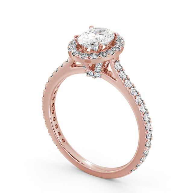 Halo Oval Diamond Engagement Ring 9K Rose Gold - Astrelle ENOV15_RG_SIDE