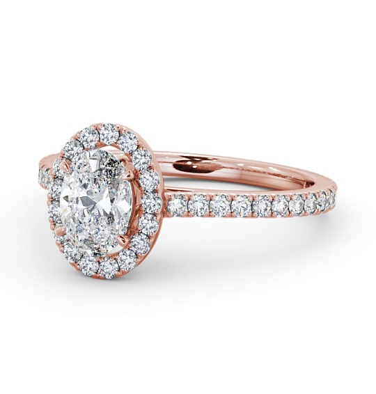 Halo Oval Diamond Engagement Ring with Diamond Set Supports 9K Rose Gold ENOV15_RG_THUMB2 