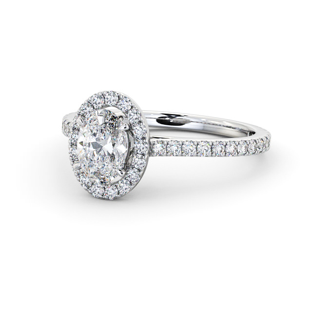Halo Oval Diamond Engagement Ring 18K White Gold - Astrelle ENOV15_WG_FLAT