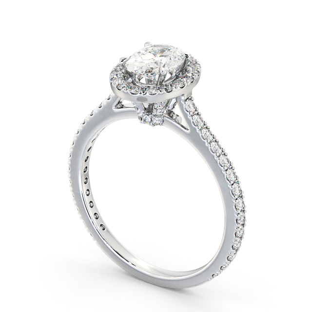 Halo Oval Diamond Engagement Ring 18K White Gold - Astrelle