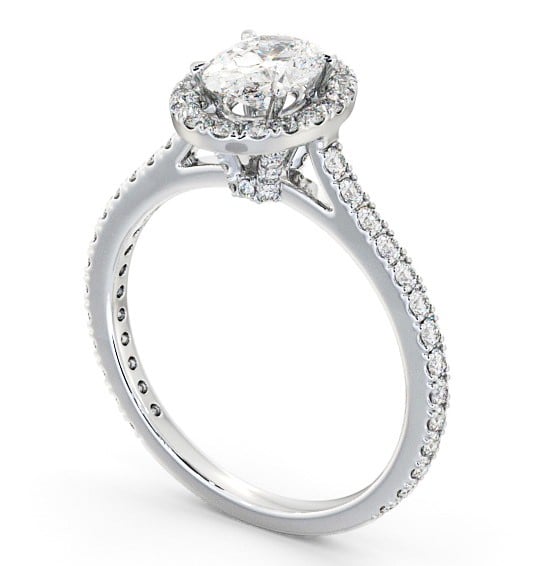 Halo Oval Diamond Engagement Ring 18K White Gold - Astrelle ENOV15_WG_THUMB1