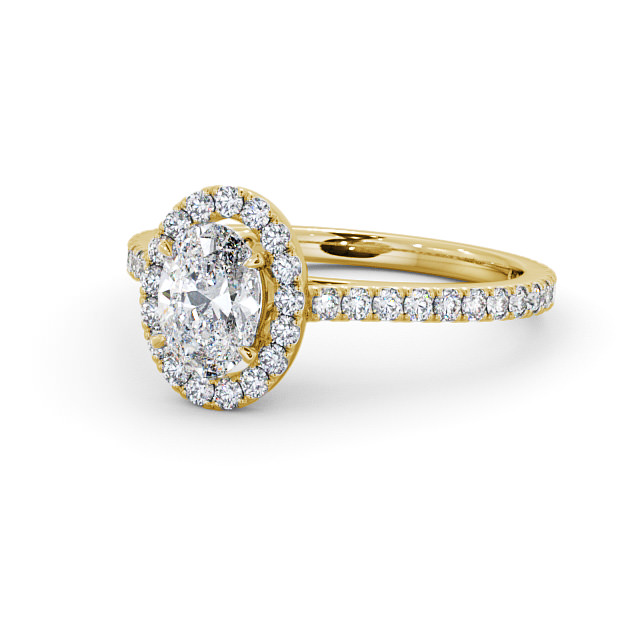 Halo Oval Diamond Engagement Ring 9K Yellow Gold - Astrelle ENOV15_YG_FLAT