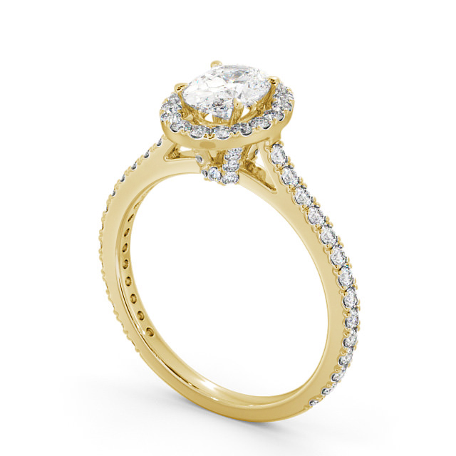 Halo Oval Diamond Engagement Ring 9K Yellow Gold - Astrelle ENOV15_YG_SIDE