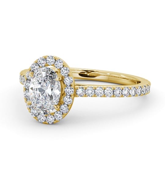 Halo Oval Diamond Engagement Ring with Diamond Set Supports 18K Yellow Gold ENOV15_YG_THUMB2 