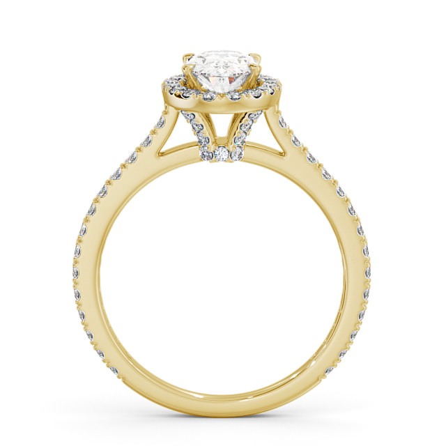 Halo Oval Diamond Engagement Ring 18K Yellow Gold - Astrelle ENOV15_YG_UP