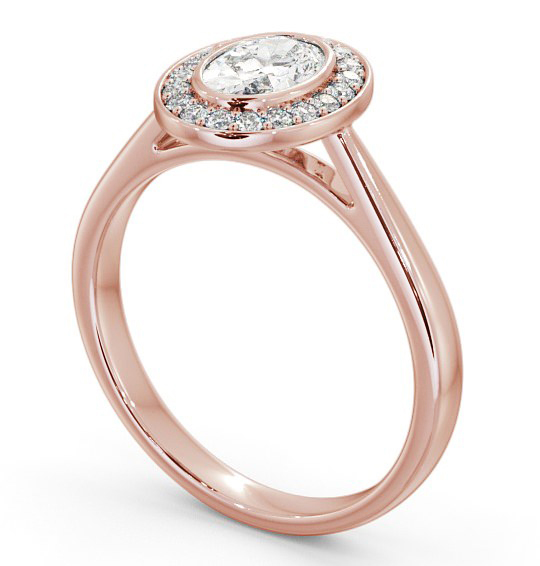 Halo Oval Diamond Bezel Set Engagement Ring 18K Rose Gold ENOV16_RG_THUMB1