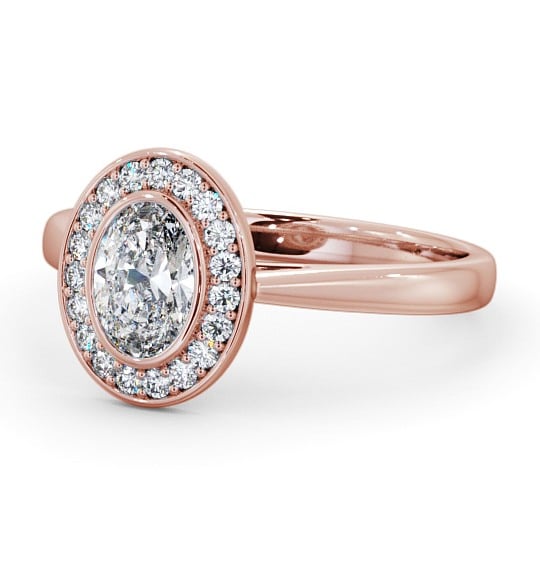 Halo Oval Diamond Bezel Set Engagement Ring 9K Rose Gold ENOV16_RG_THUMB2 