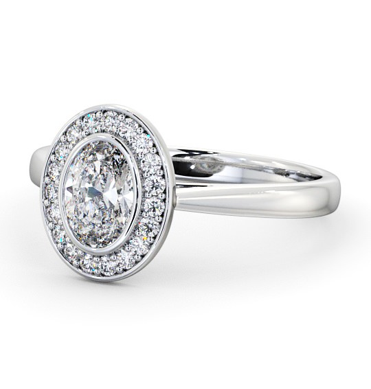 Halo Oval Diamond Bezel Set Engagement Ring 9K White Gold ENOV16_WG_THUMB2 