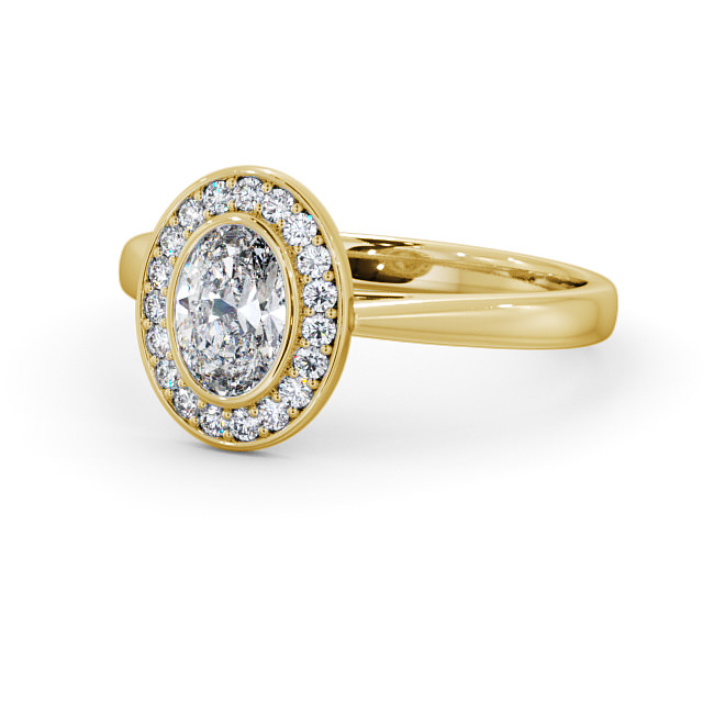 Halo Oval Diamond Engagement Ring 18K Yellow Gold - Florinda ENOV16_YG_FLAT