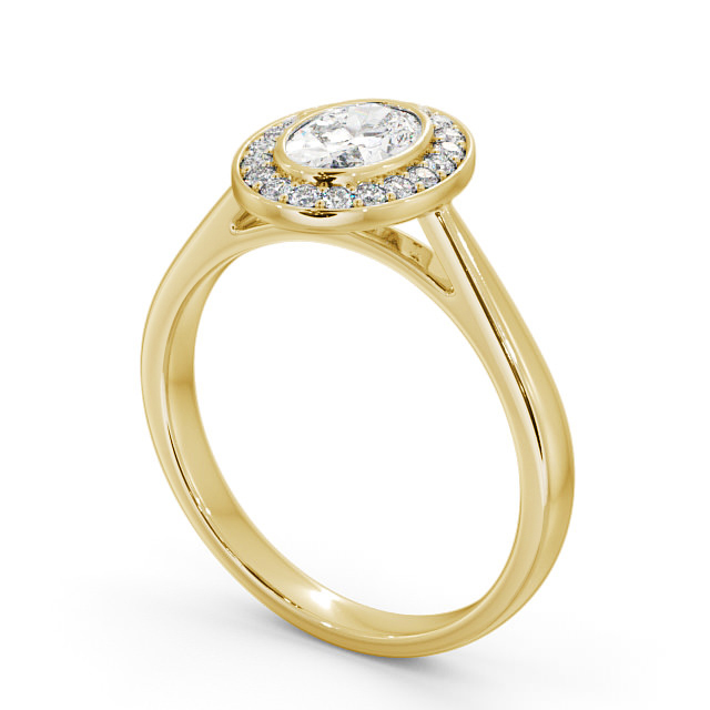 Halo Oval Diamond Engagement Ring 18K Yellow Gold - Florinda ENOV16_YG_SIDE