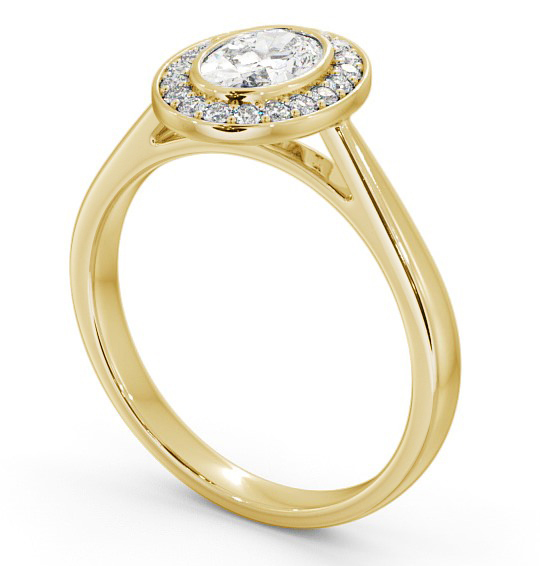 Halo Oval Diamond Bezel Set Engagement Ring 9K Yellow Gold ENOV16_YG_THUMB1 