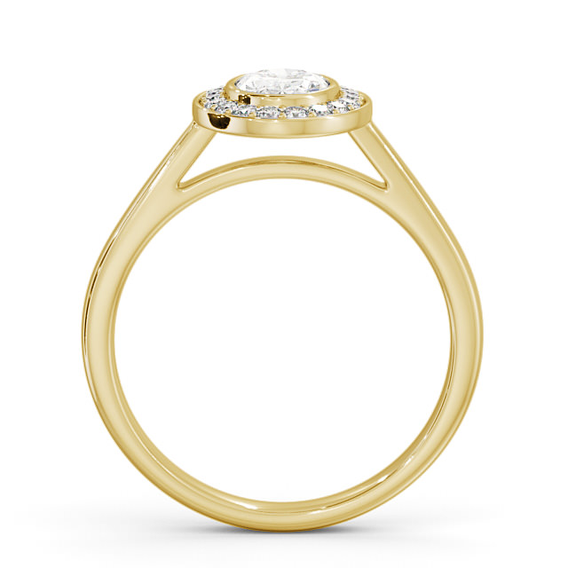 Halo Oval Diamond Engagement Ring 18K Yellow Gold - Florinda ENOV16_YG_UP