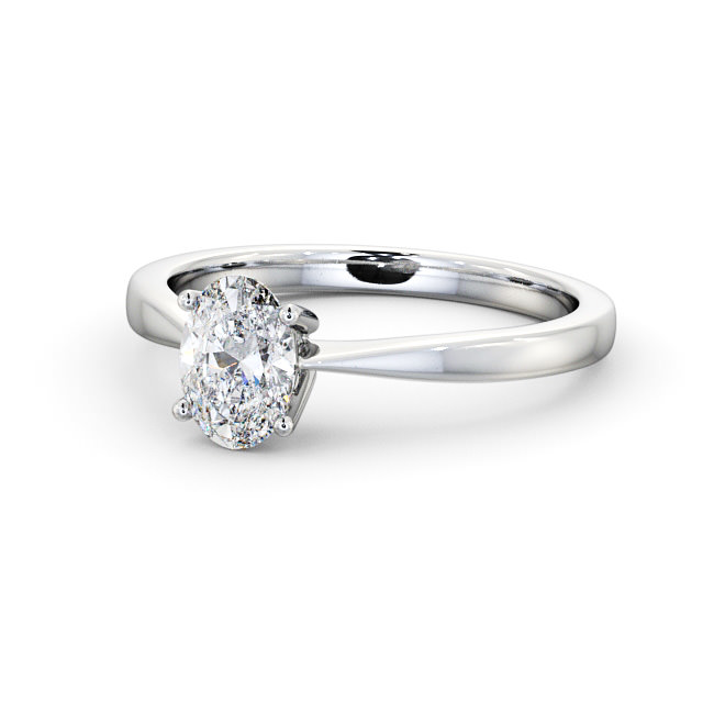 Oval Diamond Engagement Ring 18K White Gold Solitaire - Pershal ENOV17_WG_FLAT