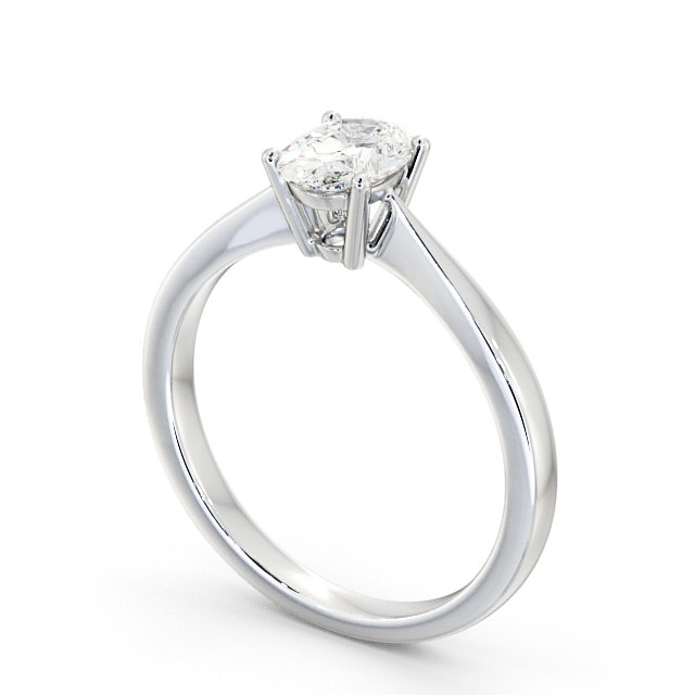 Oval Diamond Engagement Ring 18K White Gold Solitaire - Pershal ENOV17_WG_SIDE