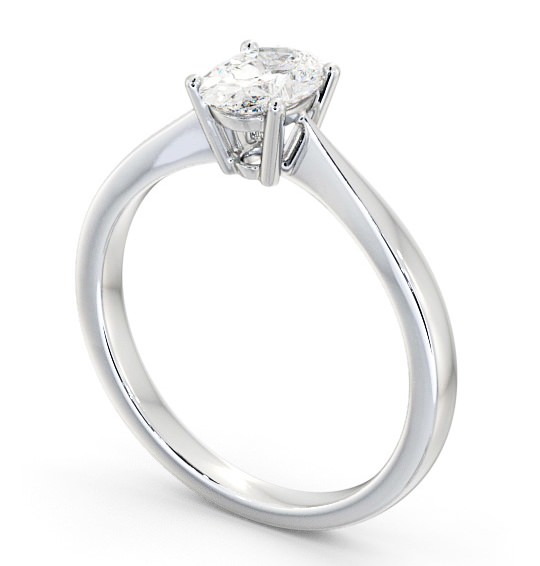 Oval Diamond Classic 4 Prong Engagement Ring 18K White Gold Solitaire ENOV17_WG_THUMB1 