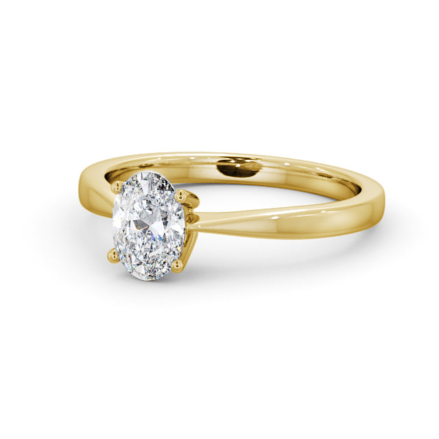 Oval Diamond Engagement Ring 18K Yellow Gold Solitaire - Pershal ENOV17_YG_FLAT