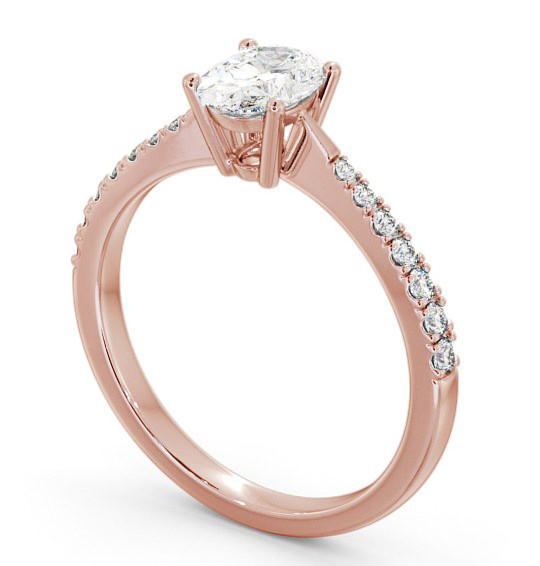 Oval Diamond Pinched Band Engagement Ring 9K Rose Gold Solitaire with Channel Set Side Stones ENOV17S_RG_THUMB1 