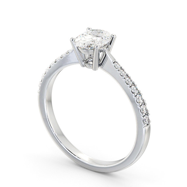 Oval Diamond Engagement Ring Palladium Solitaire With Side Stones - Nadia ENOV17S_WG_SIDE