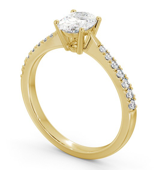 Oval Diamond Pinched Band Engagement Ring 9K Yellow Gold Solitaire with Channel Set Side Stones ENOV17S_YG_THUMB1 