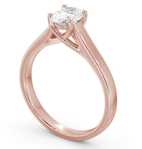 Oval Diamond Trellis Design Engagement Ring 18K Rose Gold Solitaire ENOV18_RG_THUMB1 