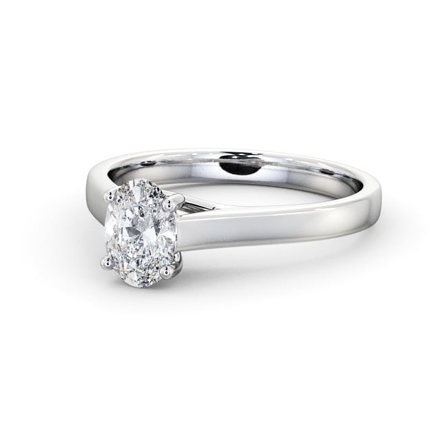 Oval Diamond Engagement Ring Palladium Solitaire - Tatiana ENOV18_WG_FLAT
