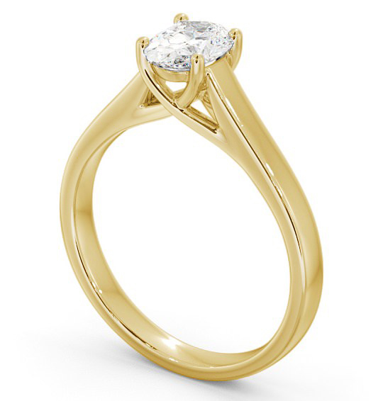 Oval Diamond Trellis Design Engagement Ring 18K Yellow Gold Solitaire ENOV18_YG_THUMB1 