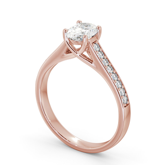 Oval Diamond Engagement Ring 9K Rose Gold Solitaire With Side Stones - Leven ENOV18S_RG_SIDE