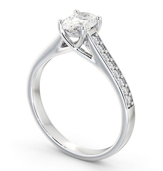 Oval Diamond Trellis Design Engagement Ring Platinum Solitaire with Channel Set Side Stones ENOV18S_WG_THUMB1 