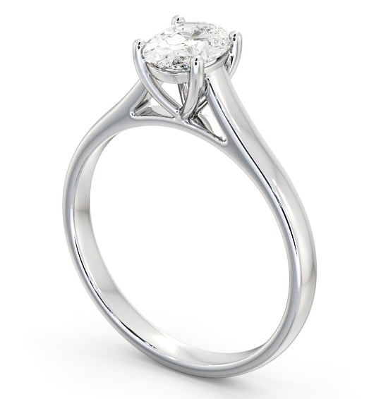 Oval Diamond Classic 4 Prong Engagement Ring 18K White Gold Solitaire ENOV19_WG_THUMB1 