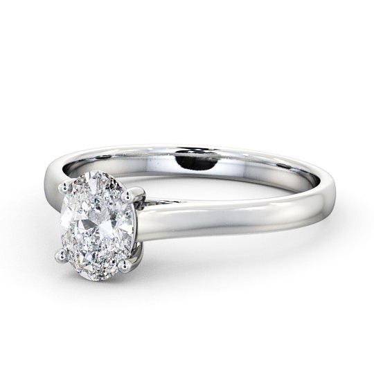 Oval Diamond Classic 4 Prong Engagement Ring 18K White Gold Solitaire ENOV19_WG_THUMB2 