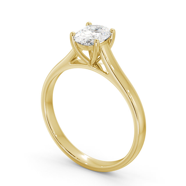 Oval Diamond Engagement Ring 18K Yellow Gold Solitaire - Verona ENOV19_YG_SIDE