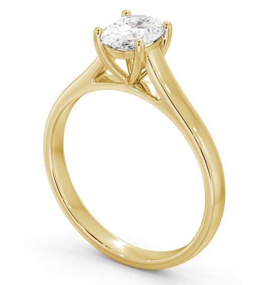 Oval Diamond Classic 4 Prong Engagement Ring 18K Yellow Gold Solitaire ENOV19_YG_THUMB1