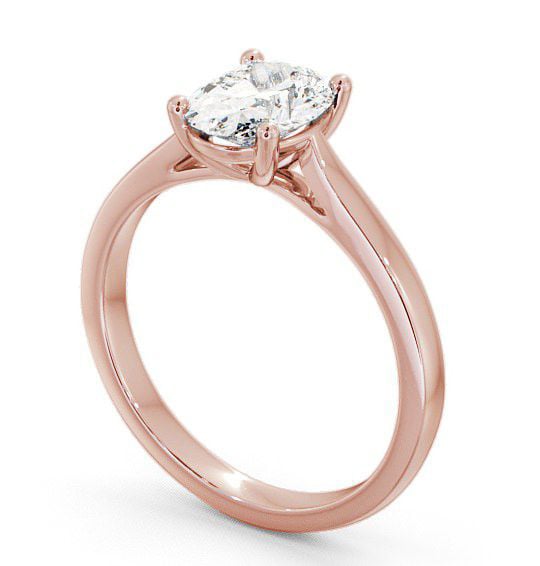 Oval Diamond Classic Style Engagement Ring 9K Rose Gold Solitaire ENOV1_RG_THUMB1