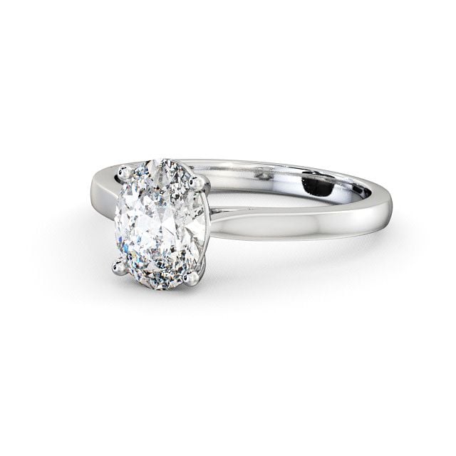 Oval Diamond Engagement Ring 18K White Gold Solitaire - Bayles ENOV1_WG_FLAT