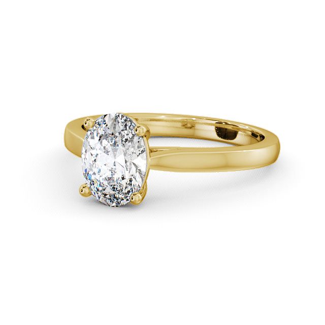 Oval Diamond Engagement Ring 9K Yellow Gold Solitaire - Bayles ENOV1_YG_FLAT