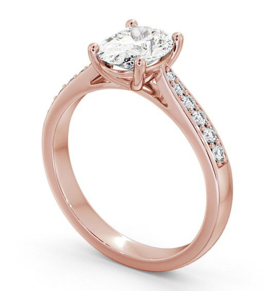 Oval Diamond Tapered Band Engagement Ring 18K Rose Gold Solitaire with Channel Set Side Stones ENOV1S_RG_THUMB1 