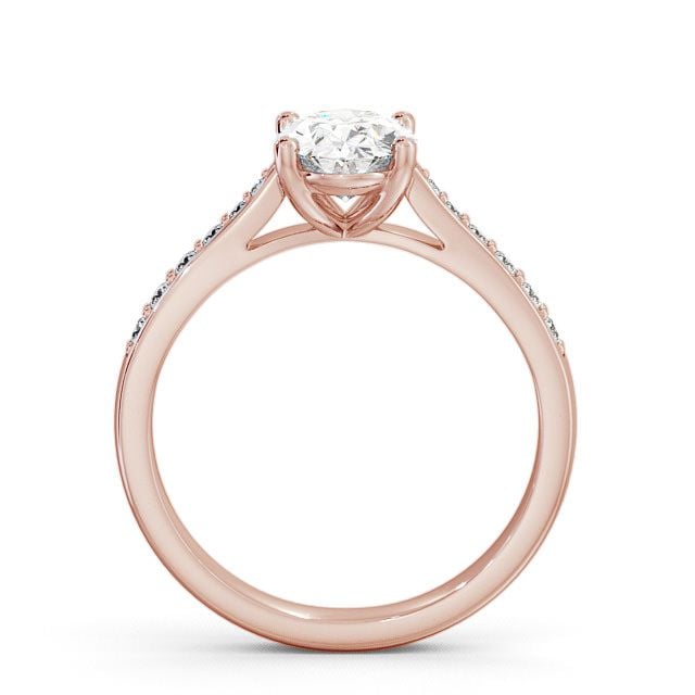 Oval Diamond Engagement Ring 9K Rose Gold Solitaire With Side Stones - Albro ENOV1S_RG_UP