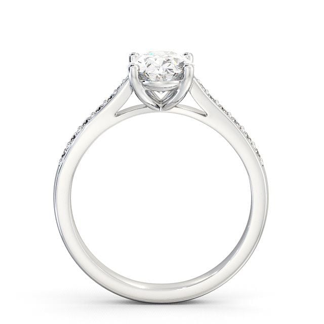 Oval Diamond Engagement Ring Palladium Solitaire With Side Stones - Albro ENOV1S_WG_UP